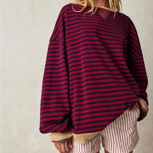 Free People Classic Striped Sweatshirt size S